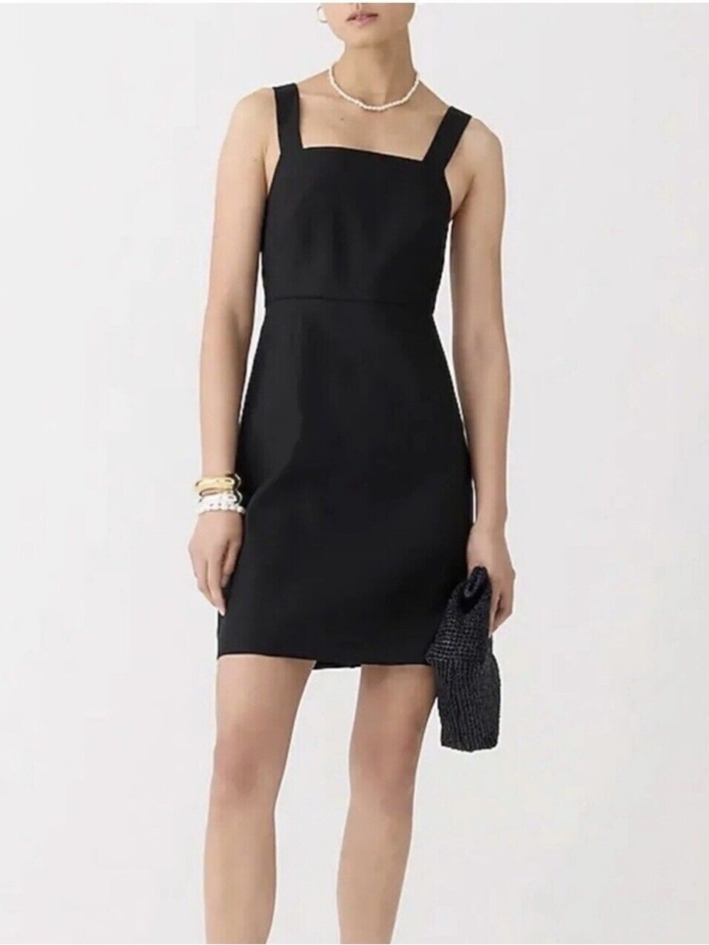 J. Crew Black Square-Neck A-Line Dress in stretch line sz 4